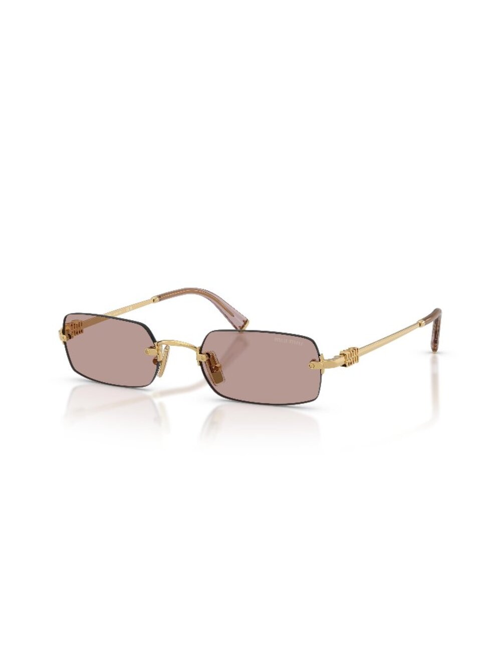 New Miu Miu Women's Sunglasses Gold Brown Lens Metal Frame MU B50S 5AK20I 52